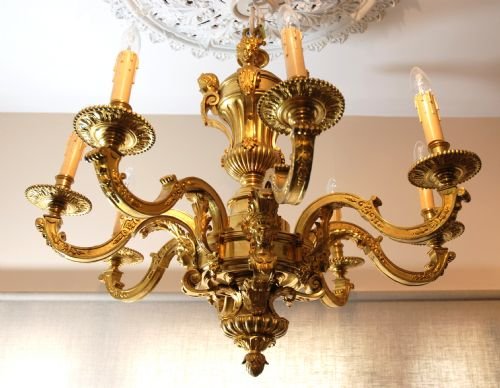 19thc Eight Branch Ormolu Chandelier