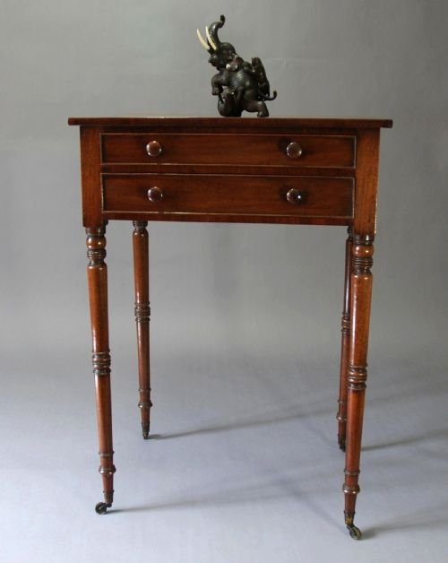 19thc Mahogany Two Drawer Side Table