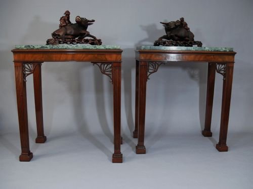 Pair of Adam Style Marble Top Tables