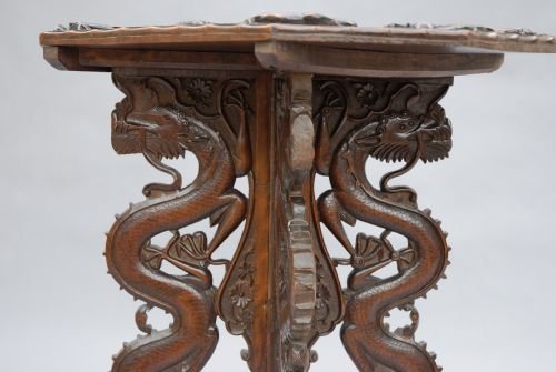 fig 1. 19thc Chinese carved hardwood occasional table
