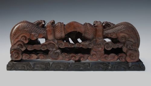 fig 1. Late 19thc Chinese wood carving of dragons