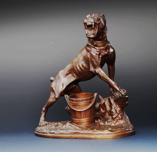 19thc Speltre Boxer Dog