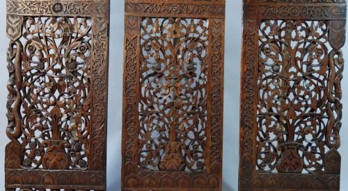 fig 1. Carved Burmese panels