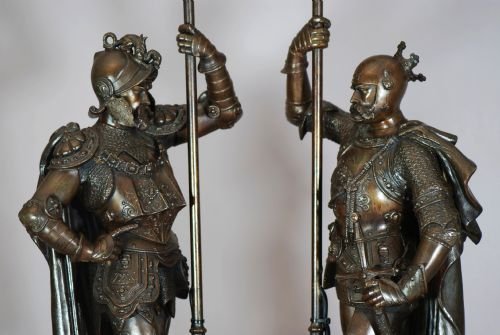 Pair of French Speltre Lamps