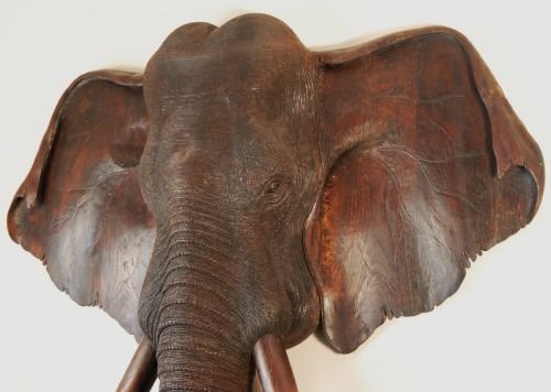 fig 1. Large 19thc carved wooden elephant head