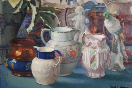 fig 1. Large still life oil painting of flowers on canvas