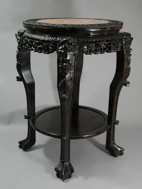 Late 19thc Large Ebony Chinese Pot Stand
