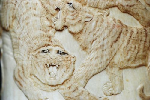 Meiji Period Carved Ivory Brush Pot