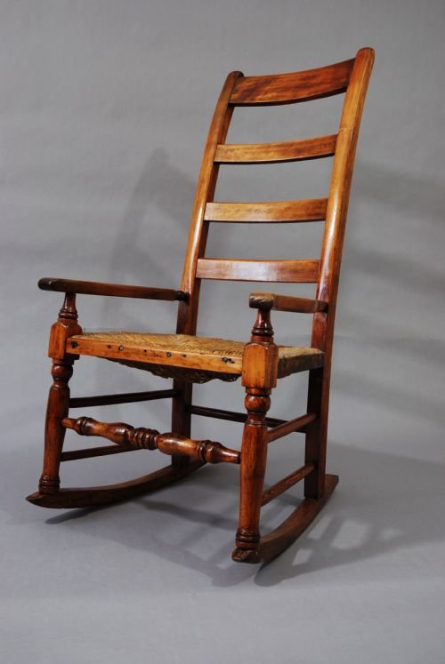 Birch Ladder Back Rush Seated Rocking Chair