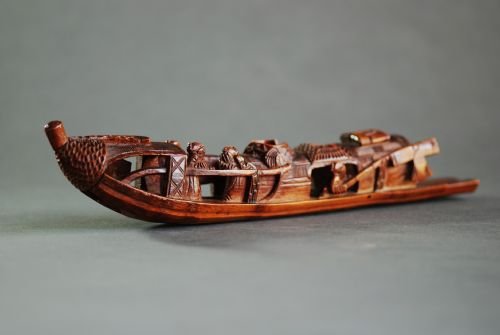 Chinese Carved Bamboo Boat