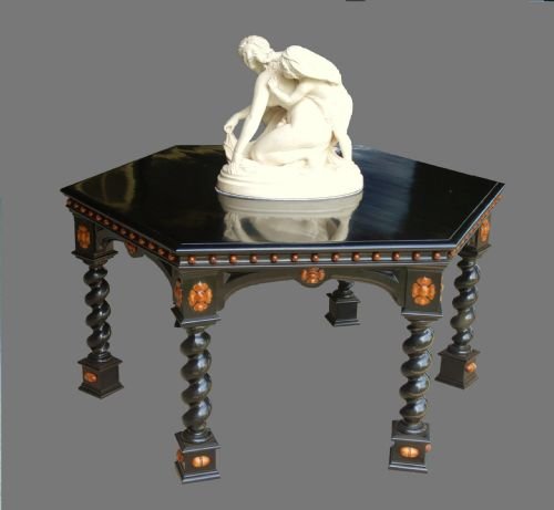 Solid Ebony Hexagonal Centre Table