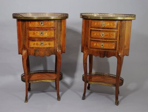 Pair of Table En Chiffoniere with Three Drawers