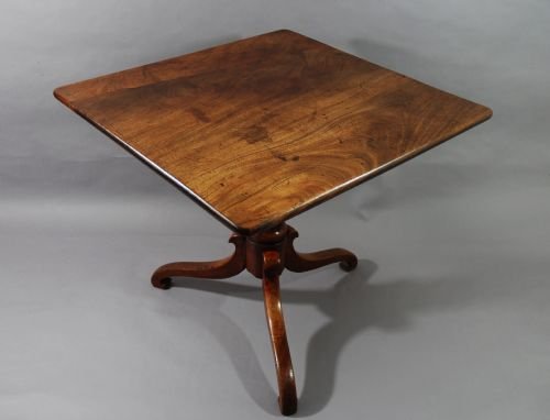 fig 1. Mahogany square tilt-top table with tripod base