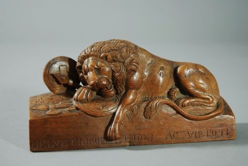 Finely Carved Walnut Figure of Lion
