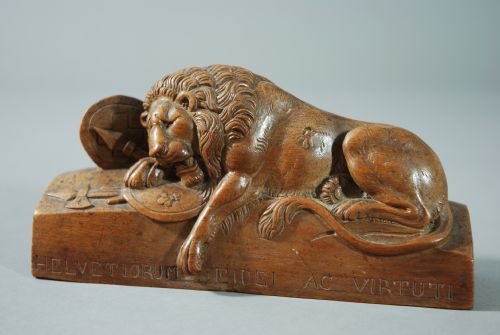 fig 1. Finely carved walnut figure of lion