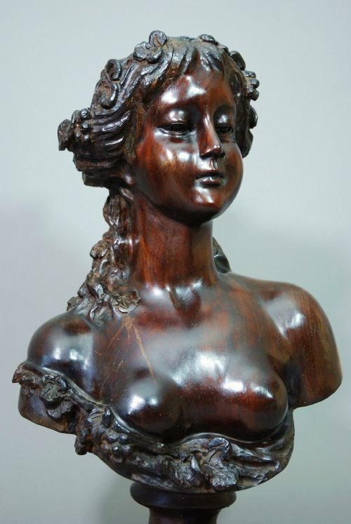 Carved Wooden Figure of a Young Bacchante.