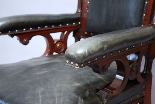 fig 1. High back late 19th century mahogany open armchair