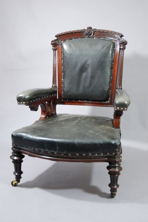 fig 3. High back late 19th century mahogany open armchair