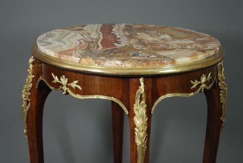 fig 2. Late 19thc French Kingwood & ormolu mounted circular occasional table with Scagliola top