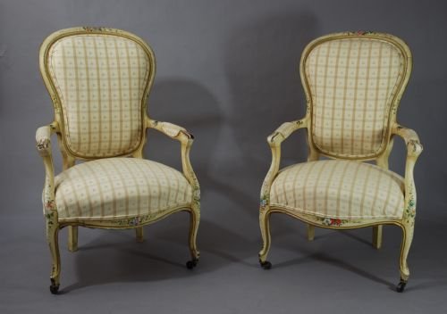 fig 1. Pair of painted open armchairs
