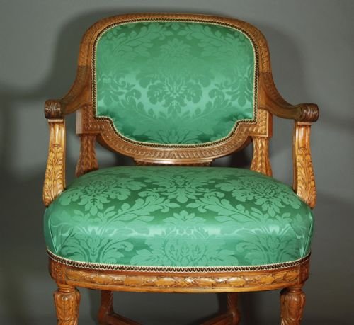 Late 19th Century French Walnut Open Armchair of Excellent Quality.