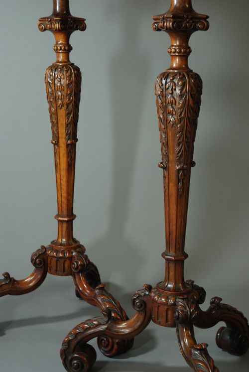 fig 1. Pair of carved walnut torcheres