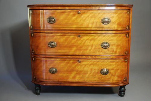 19th Century Satinbirch Bow Fronted Chest of Drawers