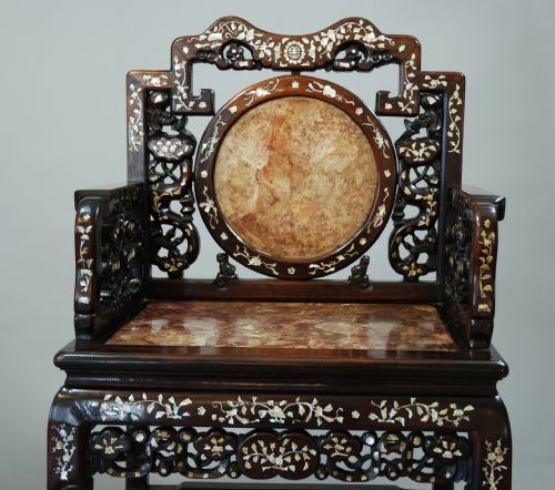 fig 1. Chinese Qing dynasty inlaid hongmu chair