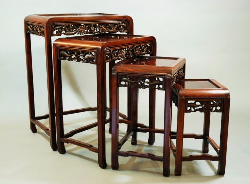 Chinese Hardwood Quartetto Nest of Occasional Tables