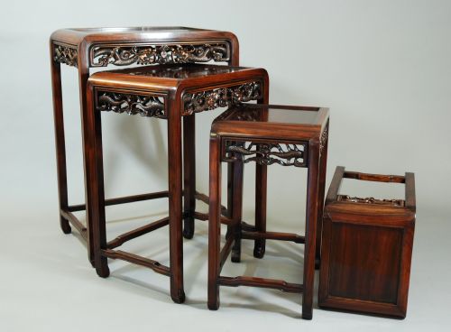 fig 1. Chinese hardwood quartetto nest of occasional tables