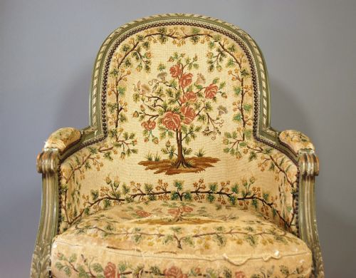 fig 1. French painted armchair with tapestry upholstery