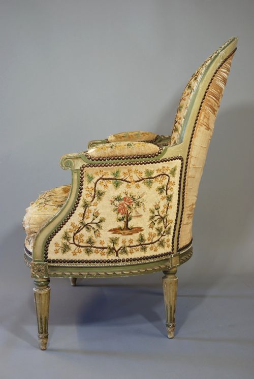 fig 3. French painted armchair with tapestry upholstery