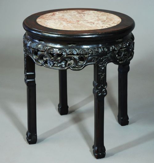 Late 19thc Chinese Low Table with Marble Insert