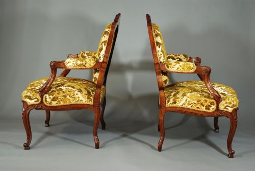 fig 2. Pair of French late 19thc walnut fauteuils