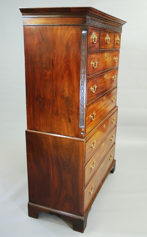 fig 1. Late 18th c mahogany chest on chest
