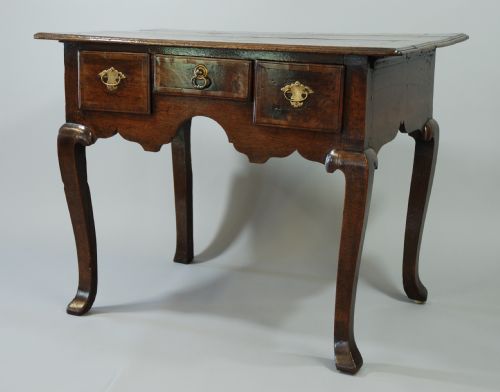 18thc Oak & Walnut Banded Lowboy of Good Patina