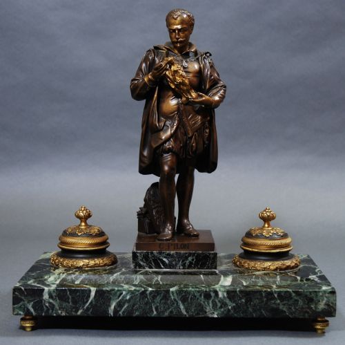 Late 19th Bronze,ormolu & Marble Inkstand of Fine Quality.