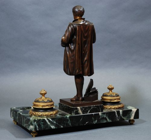 fig 2. Late 19th bronze,ormolu & marble inkstand of fine quality.