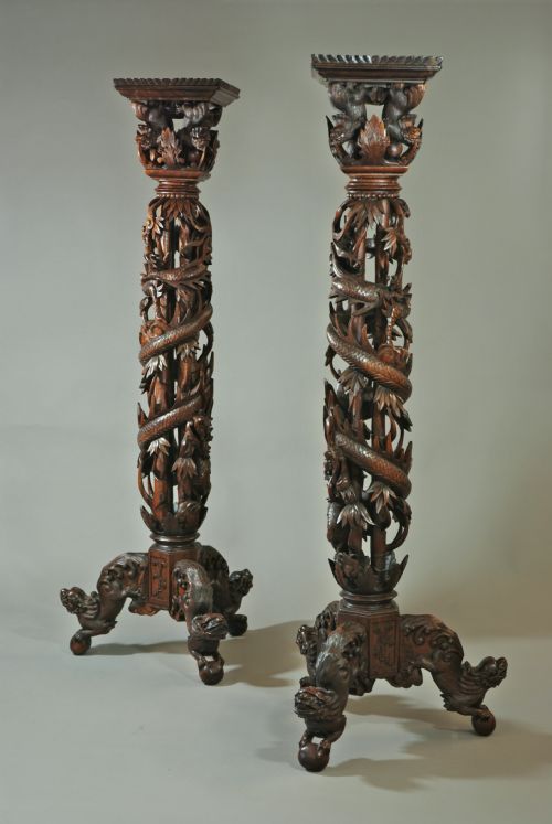 Pair of Large Decorative Chinese Stands