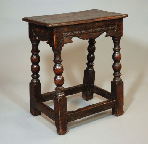 A Rare 17th Century Oak Joint Stool
