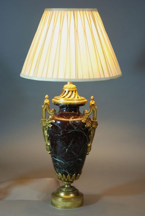 Large Marble & Ormolu Table Lamp