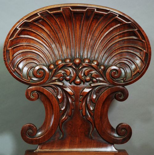fig 1. Pair of 19thc mahogany hall chairs
