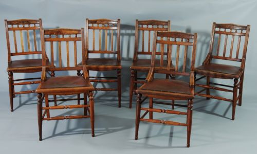 Set of Six Walnut Arts & Crafts Chairs
