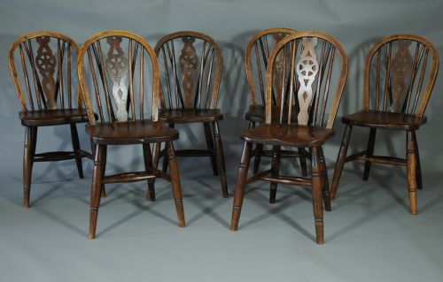 Set of Six 19thc Wheelback Windsor Chairs