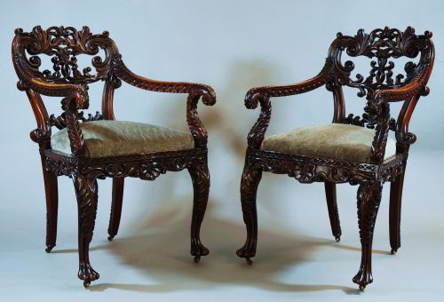 A Superb Early 19thc Set of Six Padouk Anglo Indian Chairs
