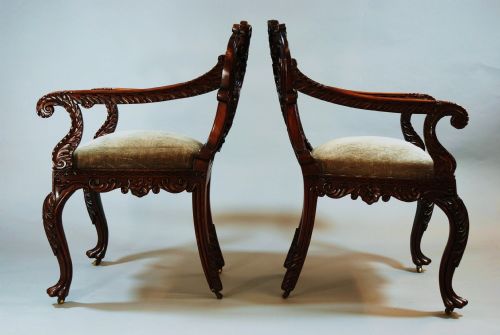 fig 1. A superb early 19thc set of six padouk Anglo Indian chairs