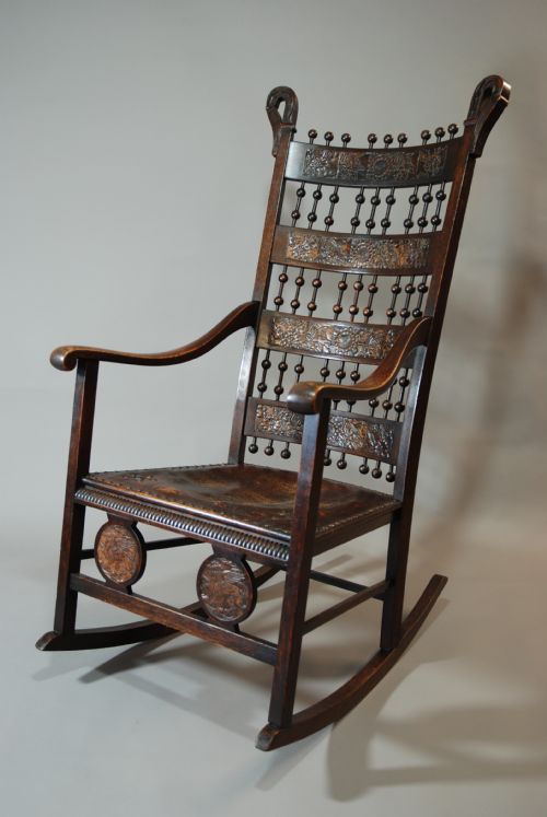 Arts & Crafts Oak Rocking Chair of Large Proportion