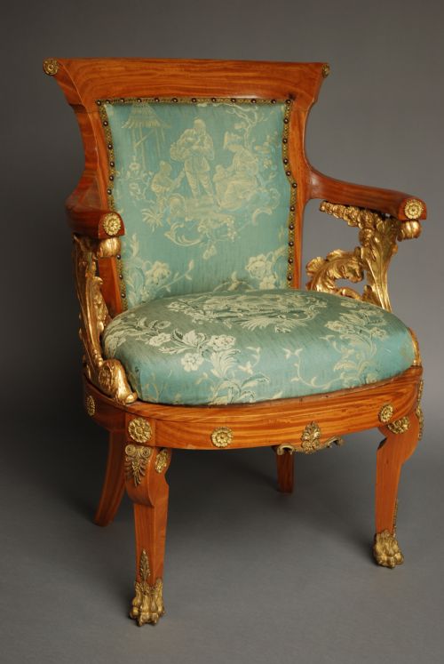 fig 1. Late 19thc highly decorative solid satinwood upholstered armchair, possibly Scandinavian