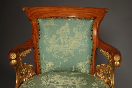 fig 2. Late 19thc highly decorative solid satinwood upholstered armchair, possibly Scandinavian