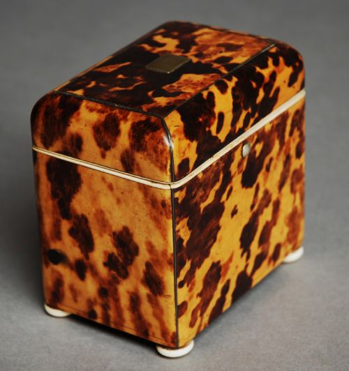 fig 1. Mid 19thc tortoiseshell tea caddy of small proportions